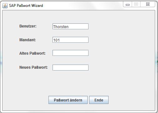 SAP-Pawort-Wizard Hauptfenster